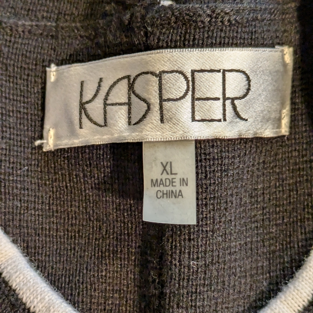 Kasper‎ Women’s Black and White Cardigan Duster/Sweater | Sz XL - Picture 8 of 9